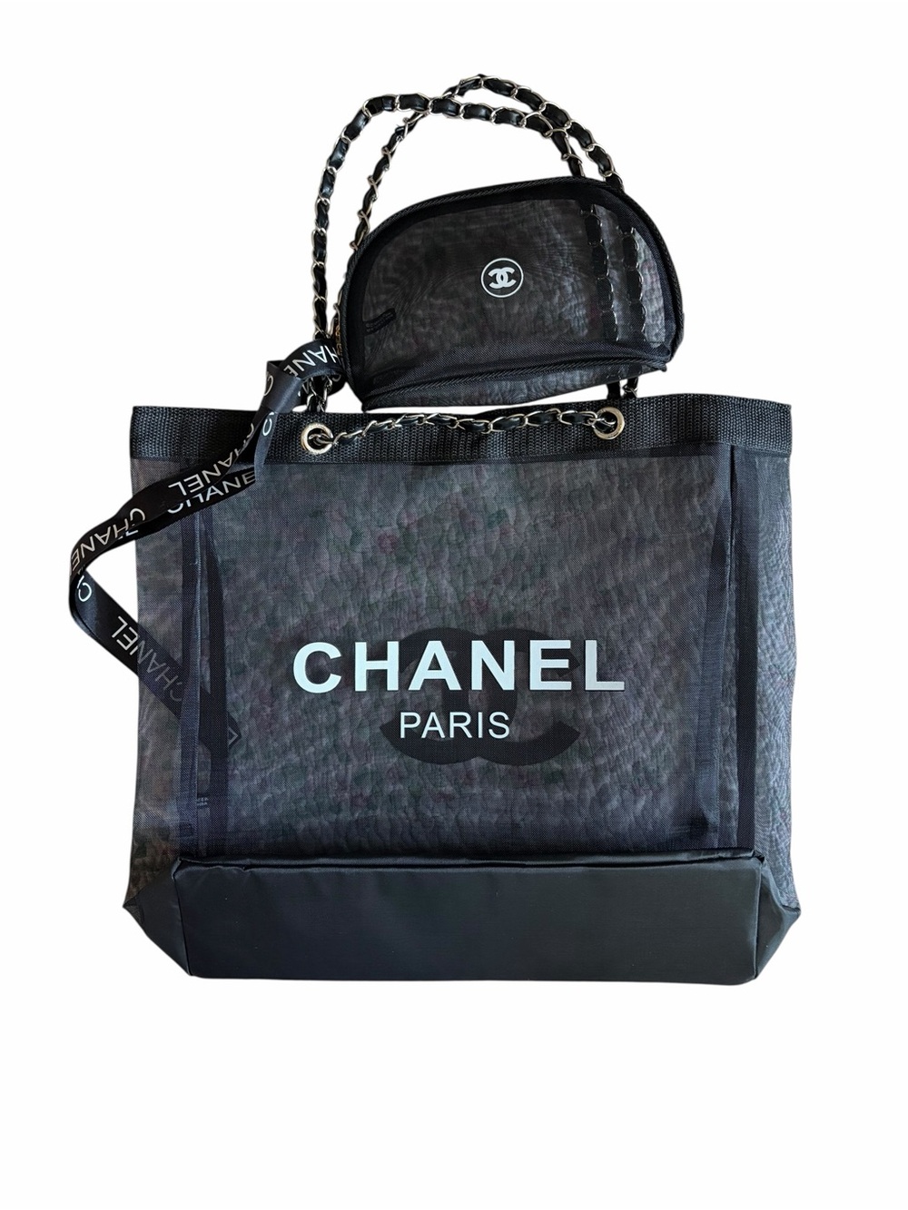 Designer VIP Tote + Makeup Bag Set w/ Branded Shopping Bag